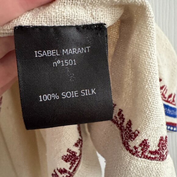 Isabel Marant Etoile "Dumas" Embroidered Raw Silk Top in Ivory, size 36 (size S) - Picture 5 of 7
